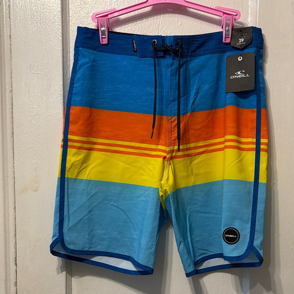O'Neill Men's Blue, Orange, and Yellow Board Shorts
